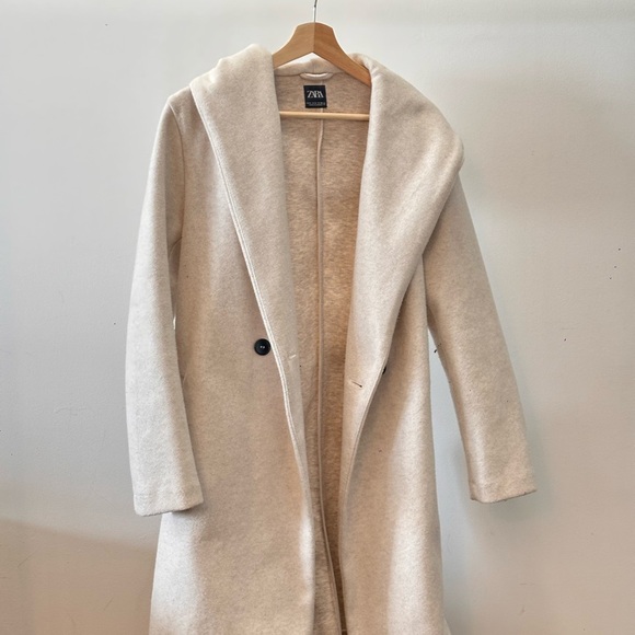 Zara Off-White Wool Blend Coat - Picture 2 of 4